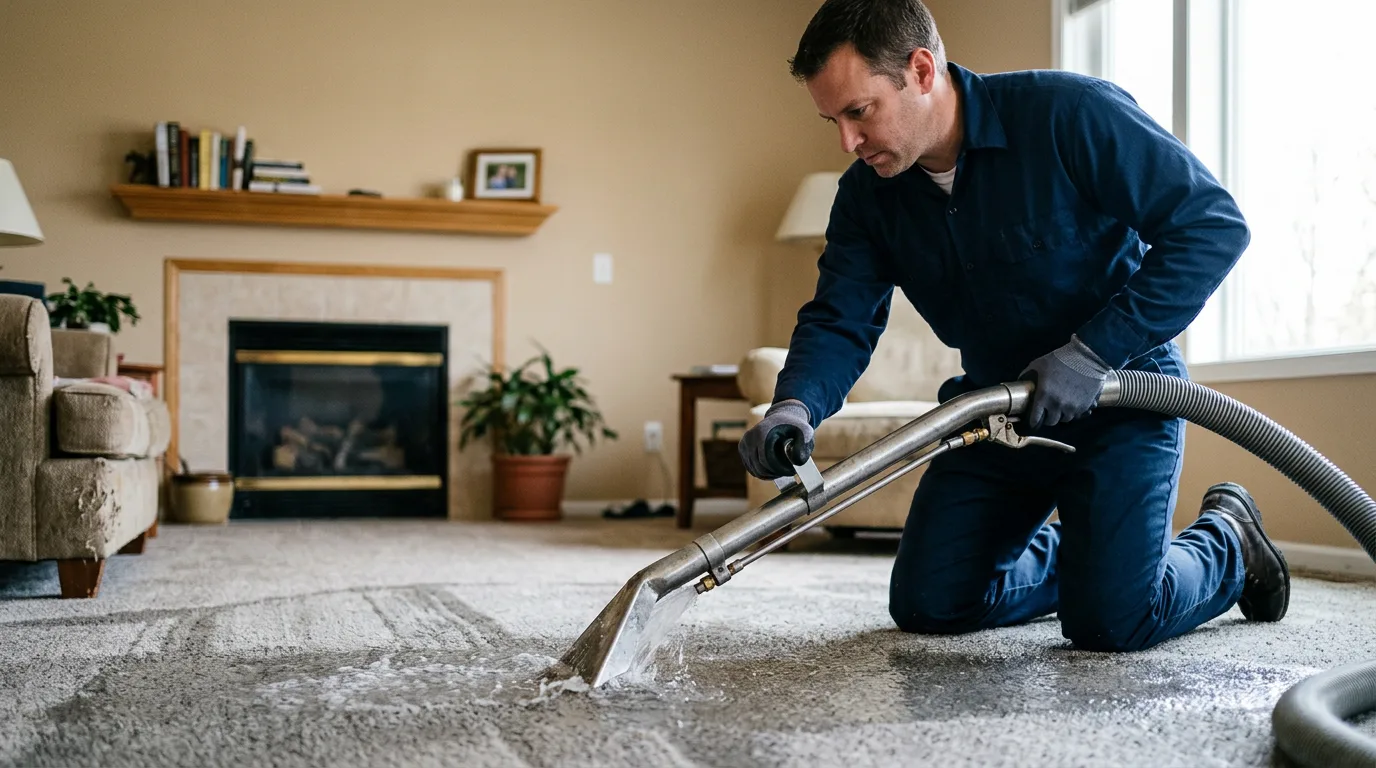 Water damage restoration technician working near Galveston, TX